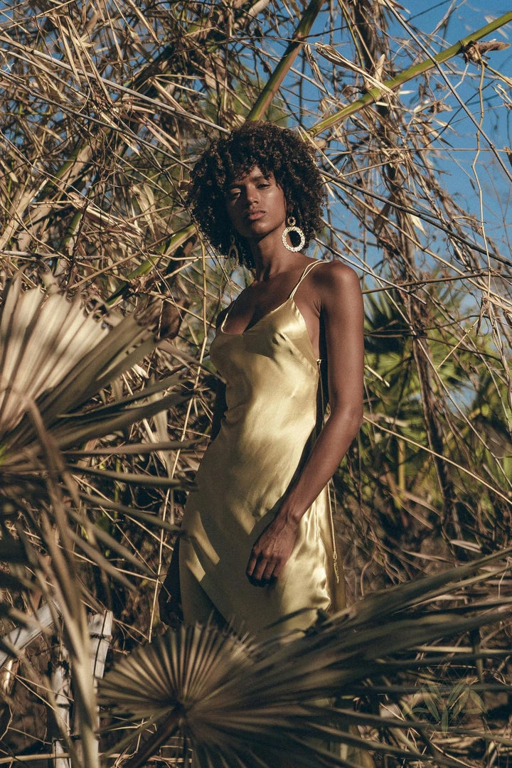 Jimmy Golden Silk Slip Dress • Peace Silk Boho Dress Women • Silk Long Maxi Dress Silk Garments