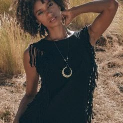 Jimmy Limited Edition Black Bohemian Top With Tassels Sides