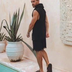 Jimmy Black Hooded Vest Waistcoat For Men On Sale