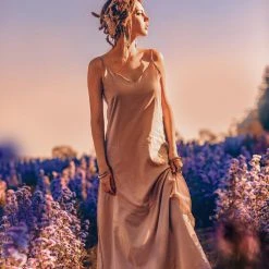 Eddie Long Maxi Boho Dress • Rose Gold Bridesmaid Bohemian Tribal Dress