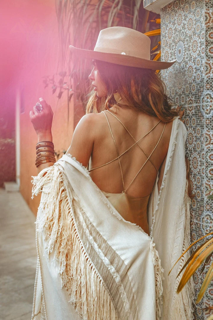 Jimmy Golden Silk Slip Dress • Peace Silk Boho Dress Women • Silk Long Maxi Dress Silk Garments