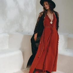 Jimmy Black Poncho Robe • Boho Cape For Women • Handmade Bohemian Poncho New Collection