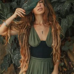 Agus New Collection Greek Goddess Dress • Boho Grecian Dress • Boho Dark Green Prom Dress