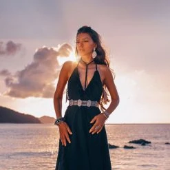 Jimmy Black Cotton Boho Maxi Dress With Hand Loomed Tassels Limited Edition