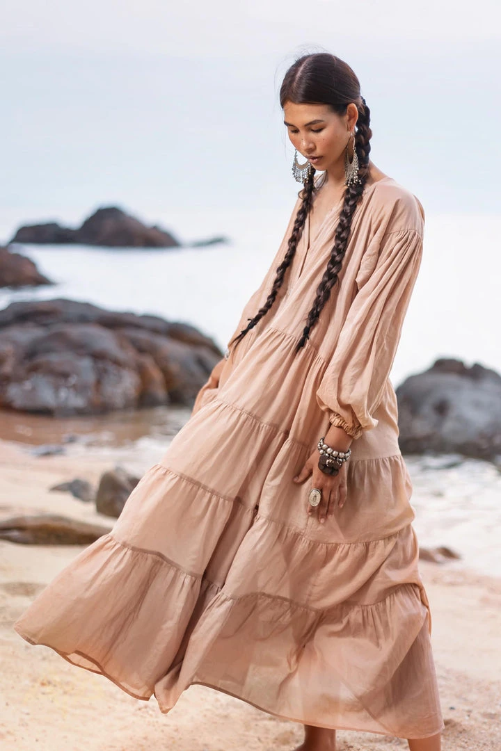 AYA Sacred Wear NEW! Boho Dress For Women • Beige Bohemian Prom Dress • Light Summer Dress New Collection