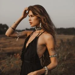 Jimmy Black Cotton Boho Maxi Dress With Hand Loomed Tassels Limited Edition