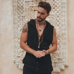 AYA Sacred Wear Black Handwoven Cotton Shorts For Men