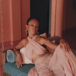 Eddie New Collection Dusty Pink Bohemian Adjustable Dress • Boho Evening Open Back Belly Dress