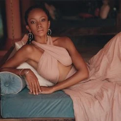 Eddie New Collection Dusty Pink Bohemian Adjustable Dress • Boho Evening Open Back Belly Dress