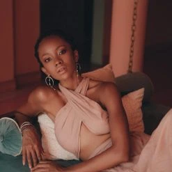 Eddie New Collection Dusty Pink Bohemian Adjustable Dress • Boho Evening Open Back Belly Dress