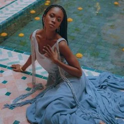 Jimmy New Collection Boho Macrame Bridesmaid Dress • Ombre Sky Blue Dress