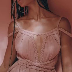 Agus Dusty Pink Greek Goddess Prom Boho Dress