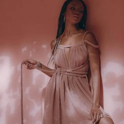 Agus Dusty Pink Greek Goddess Prom Boho Dress