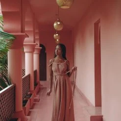 Agus Dusty Pink Greek Goddess Prom Boho Dress