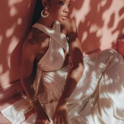 Eddie Off-White Bohemian Adjustable Dress • Evening Open Back Belly Dress