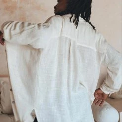 AYA Sacred Wear On Sale Off-White Handwoven Cotton Oversized Shirt For Men