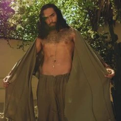 AYA Sacred Wear Sage Green Raw Cotton Minimalist Poncho For Men Organic Men's Clothing