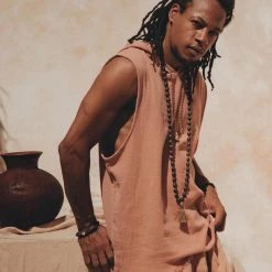 Eddie Sandalwood Colour Handwoven Cotton Sleeveless Hoody For Men On Sale 20 Eddie Sandalwood Colour Handwoven Cotton Sleeveless Hoody For Men On Sale