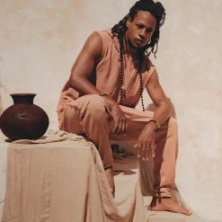 Eddie Sandalwood Colour Handwoven Cotton Sleeveless Hoody For Men On Sale 18 Eddie Sandalwood Colour Handwoven Cotton Sleeveless Hoody For Men On Sale