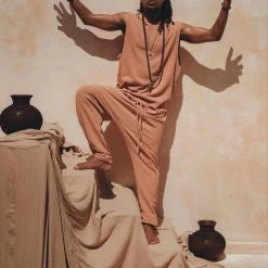 AYA Sacred Wear On Sale Sandalwood Orange Colour Handwoven Cotton Pants For Men