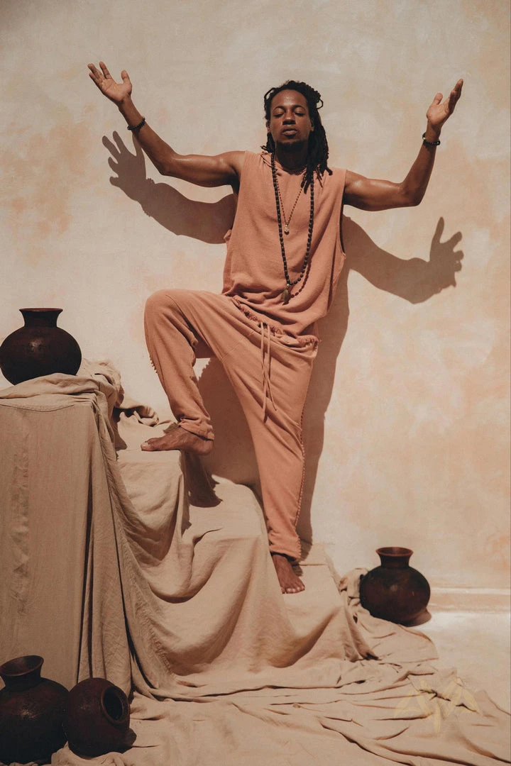 Eddie Sandalwood Colour Handwoven Cotton Sleeveless Hoody For Men On Sale 6 Eddie Sandalwood Colour Handwoven Cotton Sleeveless Hoody For Men On Sale