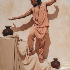 AYA Sacred Wear On Sale Sandalwood Orange Colour Handwoven Cotton Pants For Men