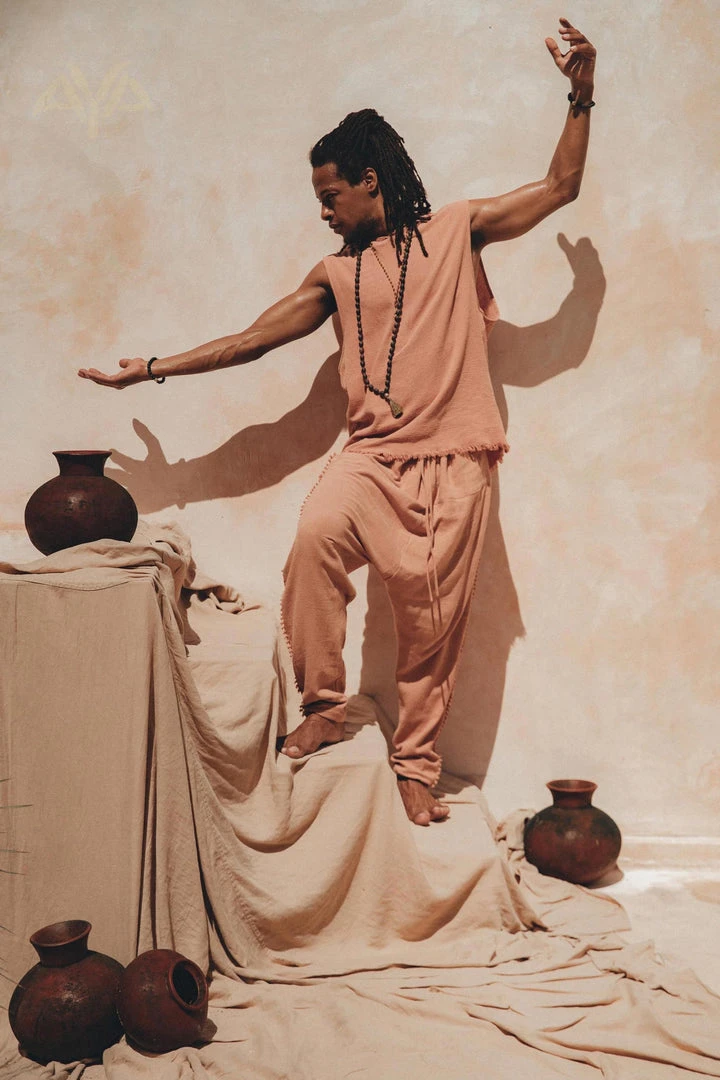 Eddie Sandalwood Colour Handwoven Cotton Sleeveless Hoody For Men On Sale 5 Eddie Sandalwood Colour Handwoven Cotton Sleeveless Hoody For Men On Sale