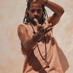 Eddie Sandalwood Colour Handwoven Cotton Sleeveless Hoody For Men On Sale