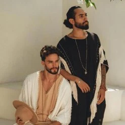 AYA Sacred Wear On Sale Light Beige Handmade Knots Decorated T-Shirt For Men 17 AYA Sacred Wear On Sale Light Beige Handmade Knots Decorated T-Shirt For Men