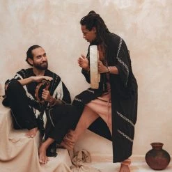 Jimmy Black Hand Embroidered Tribal Kimono Overcoat For Men