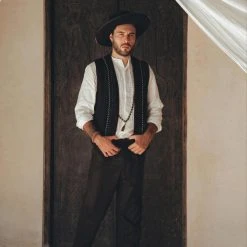 AYA Sacred Wear On Sale Off-White Linen Shirt For Men With Handmade Braids