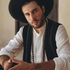 AYA Sacred Wear On Sale Off-White Linen Shirt For Men With Handmade Braids