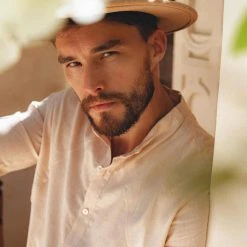 AYA Sacred Wear Pale Pink Linen Classic Minimalist Shirt For Men 18 AYA Sacred Wear Pale Pink Linen Classic Minimalist Shirt For Men