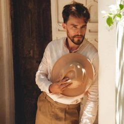 AYA Sacred Wear Pale Pink Linen Classic Minimalist Shirt For Men 20 AYA Sacred Wear Pale Pink Linen Classic Minimalist Shirt For Men