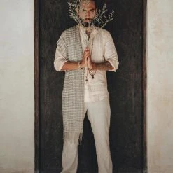 AYA Sacred Wear Off-White Classic Linen Pants For Men On Sale