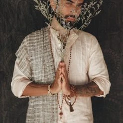 AYA Sacred Wear Pale Pink Linen Shirt For Men With Handmade Braids 13 AYA Sacred Wear Pale Pink Linen Shirt For Men With Handmade Braids