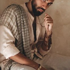 AYA Sacred Wear Pale Pink Linen Shirt For Men With Handmade Braids 18 AYA Sacred Wear Pale Pink Linen Shirt For Men With Handmade Braids