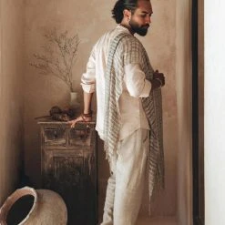 AYA Sacred Wear Off-White Classic Linen Pants For Men On Sale