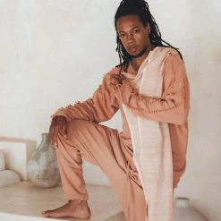 AYA Sacred Wear On Sale Ombre Botanically Dyed Dusty Pink Cotton Scarf For Men