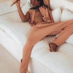 AYA Sacred Wear Sandal Wood Colour Hand Embroidered Vest For Men On Sale