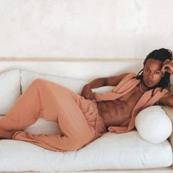 AYA Sacred Wear Sandal Wood Colour Hand Embroidered Vest For Men On Sale