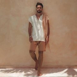 AYA Sacred Wear Sandalwood Colour Handwoven Cotton Shorts For Men