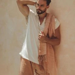 AYA Sacred Wear On Sale Ombre Botanically Dyed Dusty Pink Cotton Scarf For Men