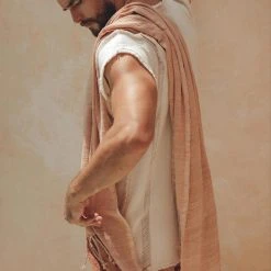 AYA Sacred Wear Organic Men's Clothing Off-White Handwoven Bohemian Tee T-shirt For Men