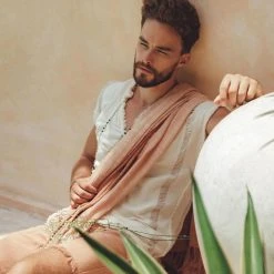 AYA Sacred Wear On Sale Ombre Botanically Dyed Dusty Pink Cotton Scarf For Men