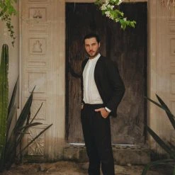 AYA Sacred Wear On Sale Black Classic Linen Pants For Men