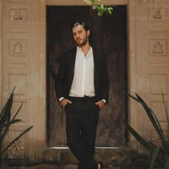 AYA Sacred Wear Black Linen Blazer Jacket For Men On Sale