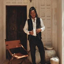 AYA Sacred Wear Black Classic Linen Trousers For Men On Sale