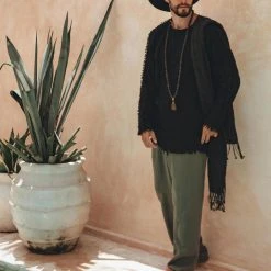 AYA Sacred Wear Dark Green Long Cotton Pants For Men