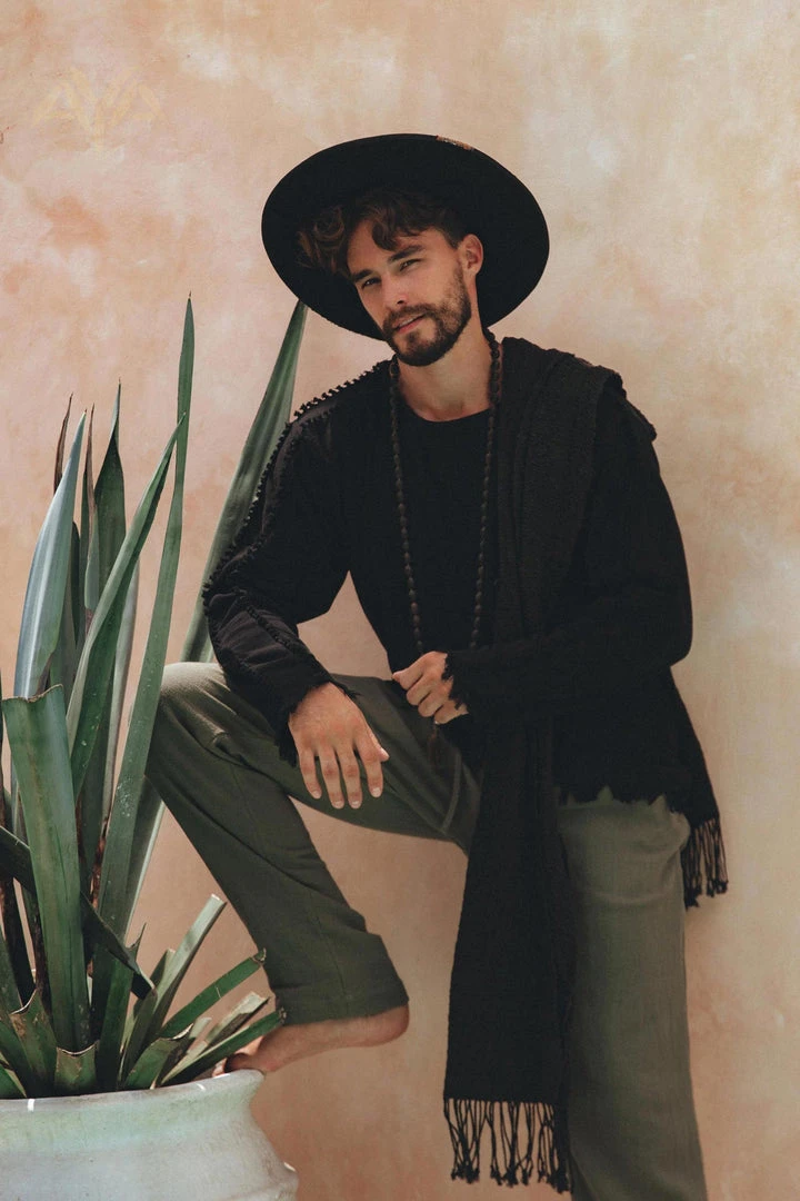 AYA Sacred Wear Black Long Sleeve Sweatshirt For Men 4 AYA Sacred Wear Black Long Sleeve Sweatshirt For Men